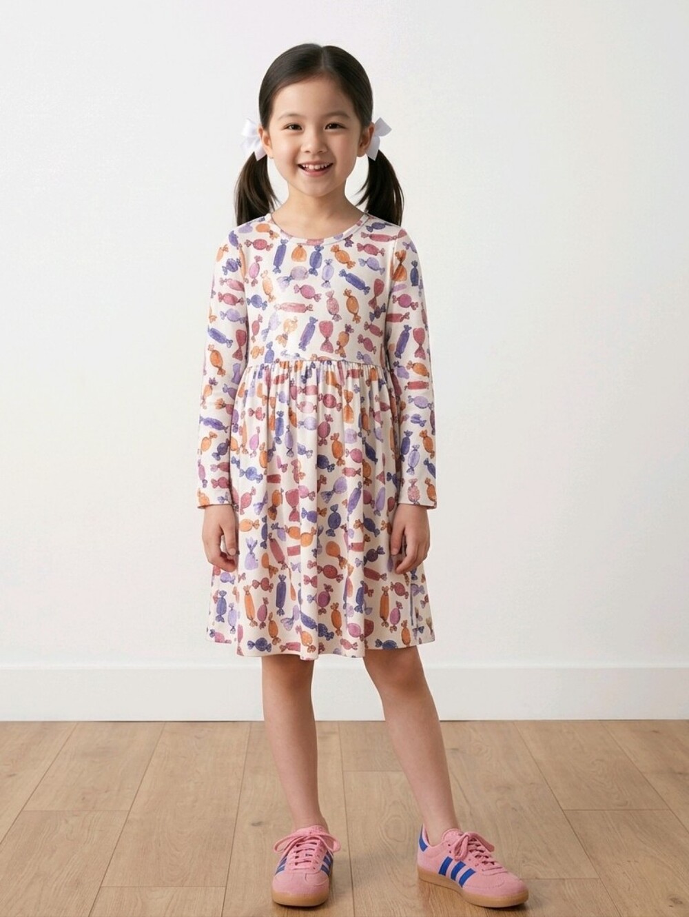 Pink Chicken Steph Lame Dress In Cream with Purple & Orange Candy Print Size 5Y